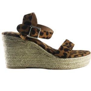 Strappy Espadrille leopard wedges